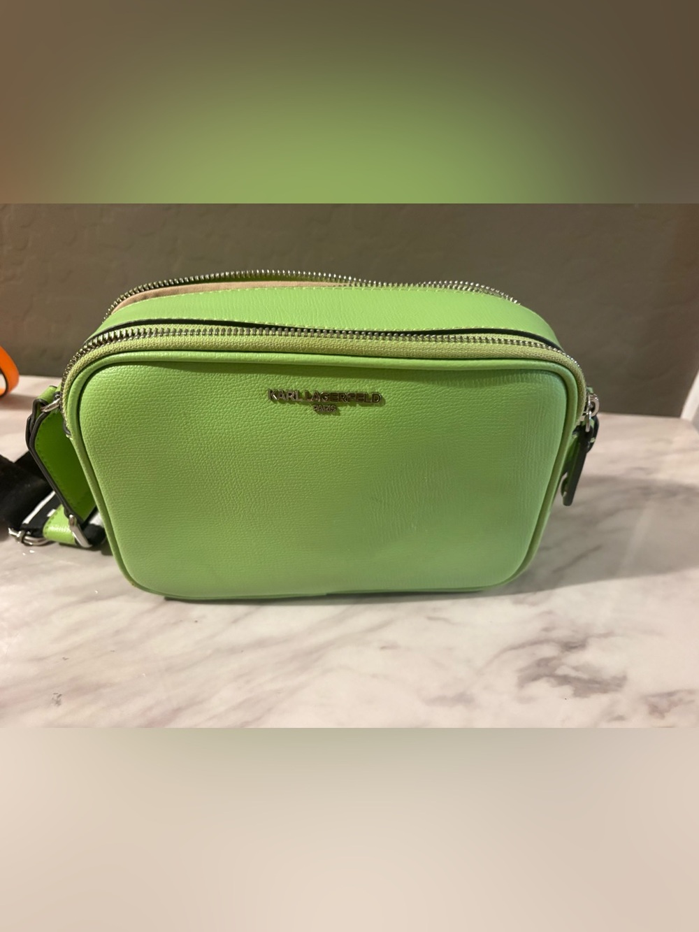 Karl Lagerfeld Neon Green Leather Crossbody - Picture 2 of 5